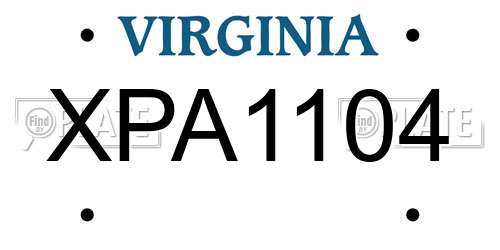 XPA1104 Virginia License Plate