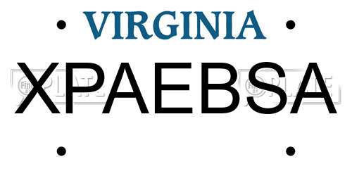 XPAEBSA Virginia License Plate
