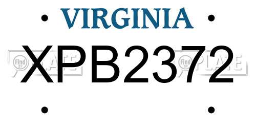 XPB2372 Virginia License Plate