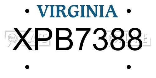 XPB7388 Virginia License Plate