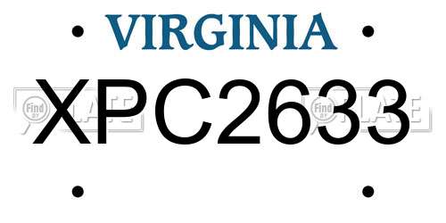 XPC2633 Virginia License Plate