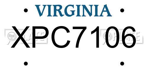 XPC7106 Virginia License Plate