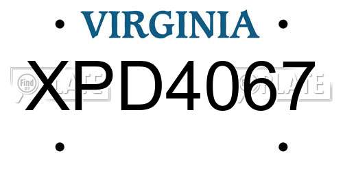 XPD4067 Virginia License Plate