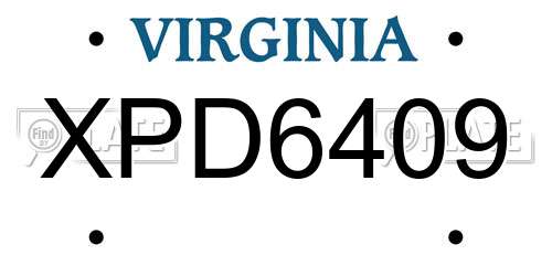 XPD6409 Virginia License Plate