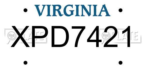 XPD7421 Virginia License Plate