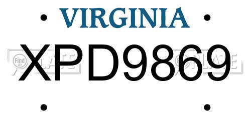 XPD9869 Virginia License Plate
