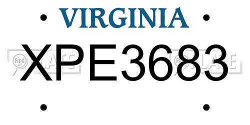 XPE3683 Virginia License Plate