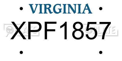 XPF1857 Virginia License Plate