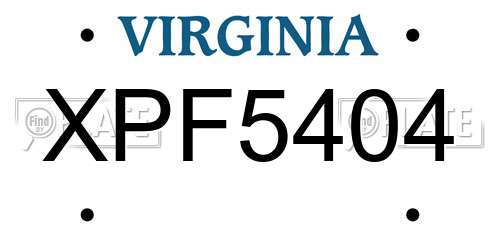 XPF5404 Virginia License Plate