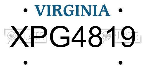 XPG4819 Virginia License Plate
