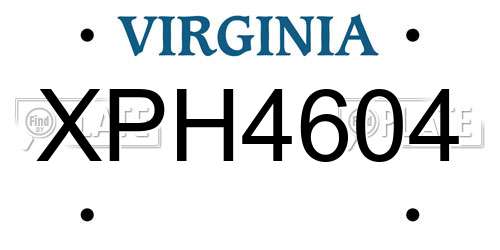 XPH4604 Virginia License Plate