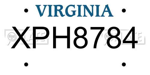 XPH8784 Virginia License Plate