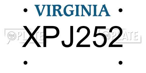 XPJ252 Virginia License Plate