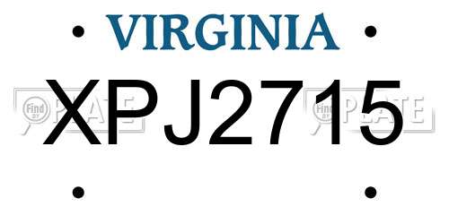 XPJ2715 Virginia License Plate