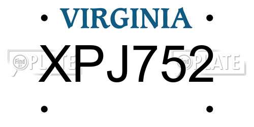 XPJ752 Virginia License Plate