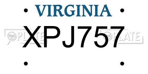 XPJ757 Virginia License Plate
