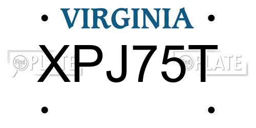 XPJ75T Virginia License Plate