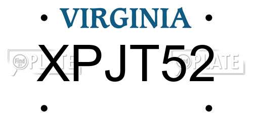 XPJT52 Virginia License Plate