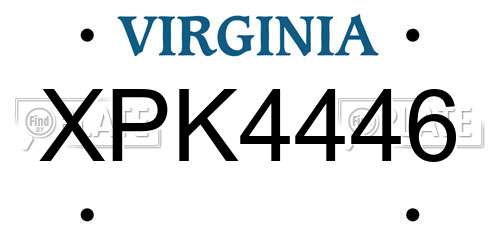 XPK4446 Virginia License Plate
