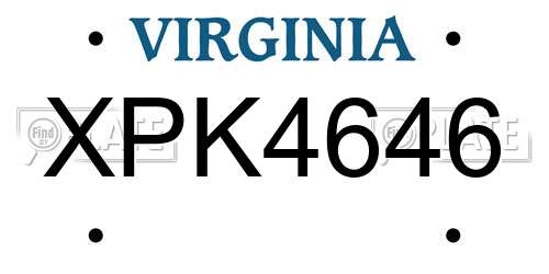 XPK4646 Virginia License Plate