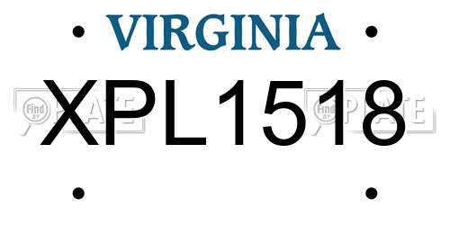 XPL1518 Virginia License Plate