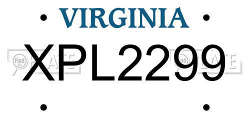 XPL2299 Virginia License Plate