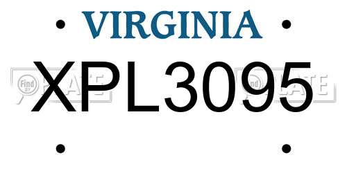 XPL3095 Virginia License Plate