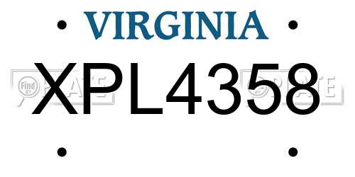 XPL4358 Virginia License Plate