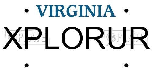 XPLORUR Virginia License Plate