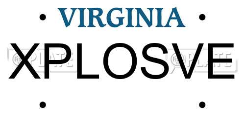 XPLOSVE Virginia License Plate