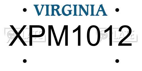 XPM1012 Virginia License Plate