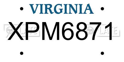 XPM6871 Virginia License Plate