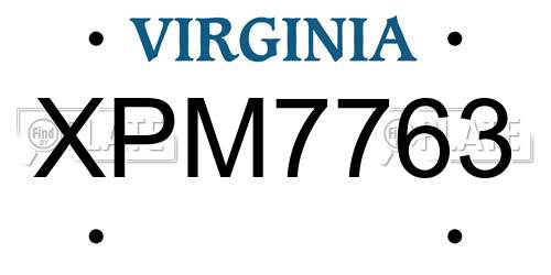 XPM7763 Virginia License Plate