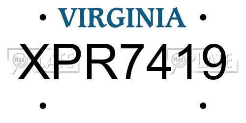 XPR7419 Virginia License Plate