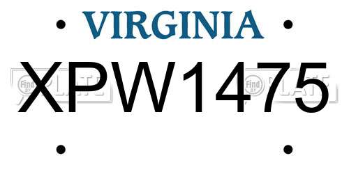 XPW1475 Virginia License Plate