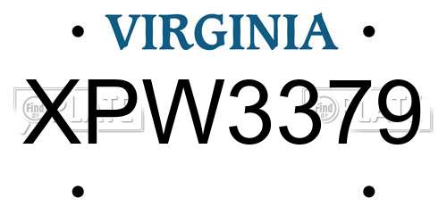 XPW3379 Virginia License Plate