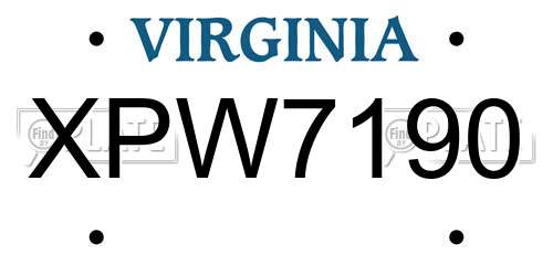 XPW7190 Virginia License Plate