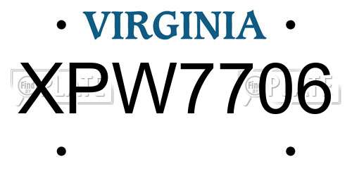 XPW7706 Virginia License Plate