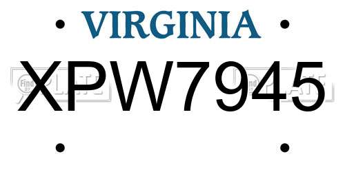 XPW7945 Virginia License Plate