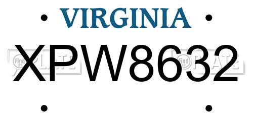 XPW8632 Virginia License Plate