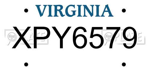 XPY6579 Virginia License Plate