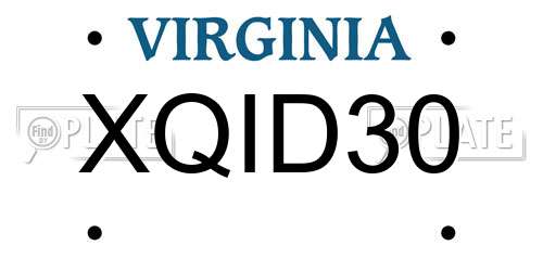 XQID30 Virginia License Plate