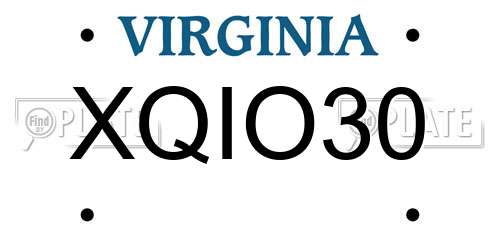 XQIO30 Virginia License Plate