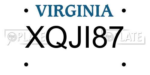 XQJI87 Virginia License Plate