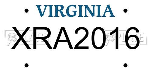 XRA2016 Virginia License Plate