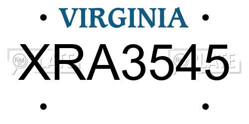 XRA3545 Virginia License Plate