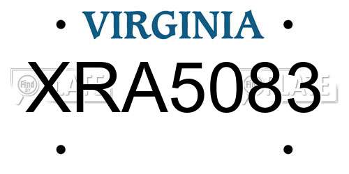 XRA5083 Virginia License Plate