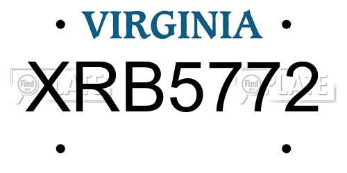 XRB5772 Virginia License Plate