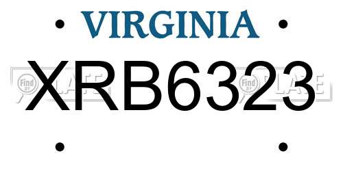XRB6323 Virginia License Plate