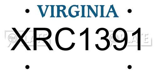 XRC1391 Virginia License Plate